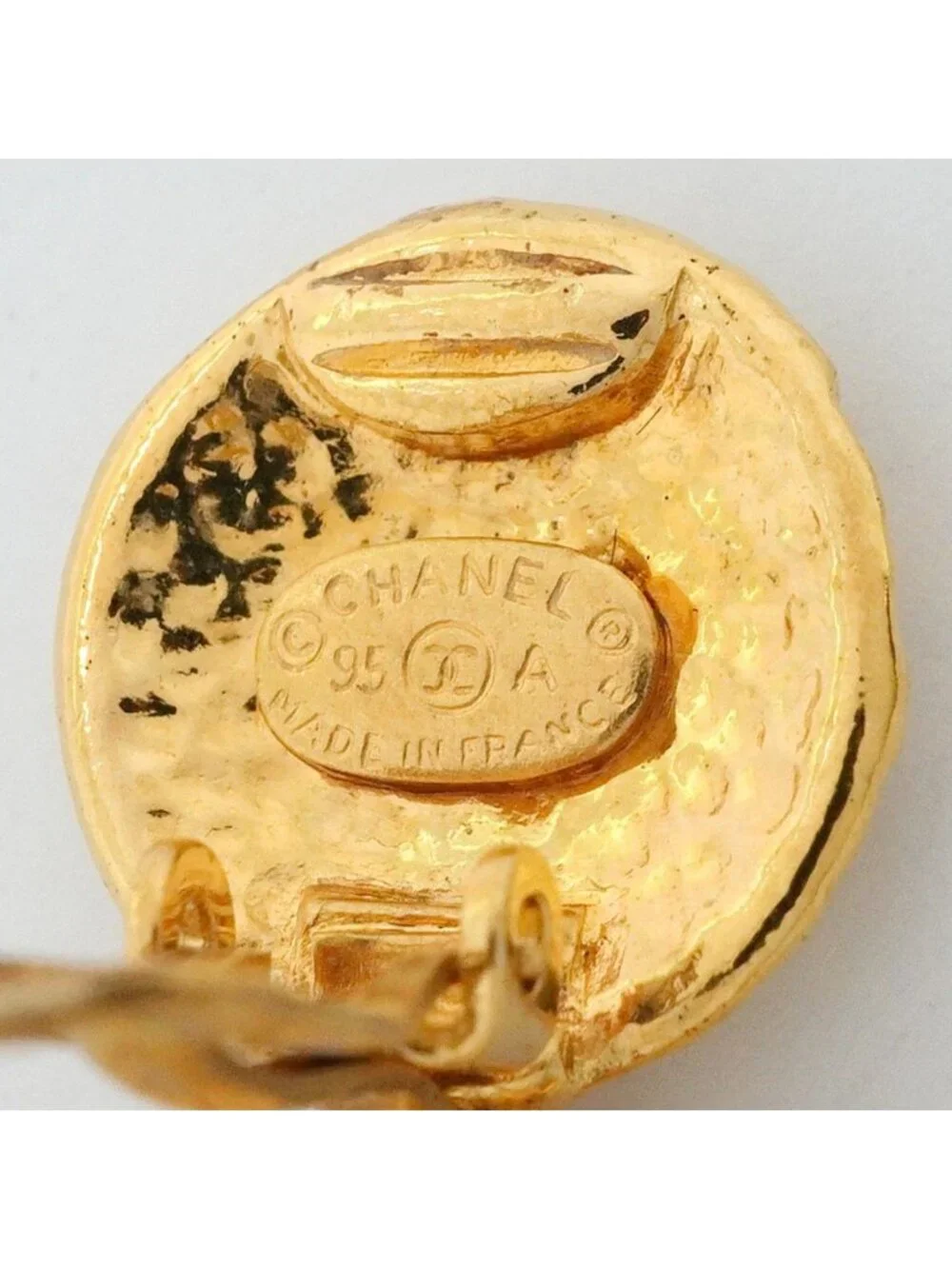 Chanel Earrings Vintage CC Logo Gold Plated